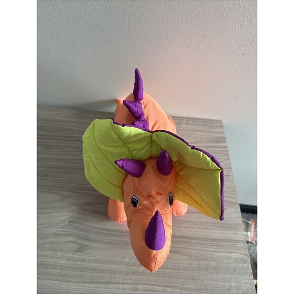 Trendmasters Triceratops Dinosaur Nylon Plush Vintage 1992 Stuffed Animal Toy - Picture 3 of 9